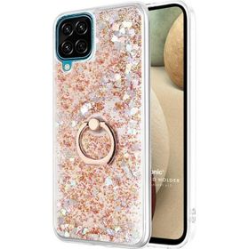 Microsonic Samsung Galaxy A12 Glitter Liquid Holder Gold Kılıf