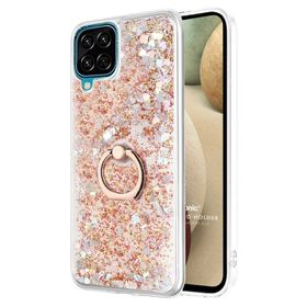 Microsonic Samsung Galaxy A12 Glitter Liquid Holder Pembe Kılıf