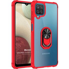 Microsonic Samsung Galaxy A12 Grande Clear Ring Holder Kırmızı Kılıf