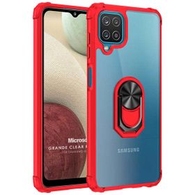 Microsonic Samsung Galaxy A12 Grande Clear Ring Holder Kırmızı Kılıf
