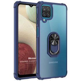 Microsonic Samsung Galaxy A12 Grande Clear Ring Holder Lacivert Kılıf