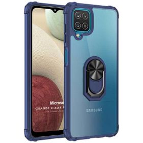 Microsonic Samsung Galaxy A12 Grande Clear Ring Holder Lacivert Kılıf