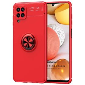Microsonic Samsung Galaxy A12 Kickstand Ring Holder Kırmızı Kılıf