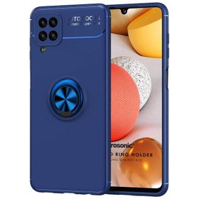 Microsonic Samsung Galaxy A12 Kickstand Ring Holder Lacivert Kılıf