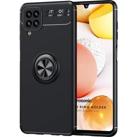 Microsonic Samsung Galaxy A12 Kickstand Ring Holder Siyah Kılıf