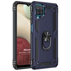 Microsonic Samsung Galaxy A12 Military Ring Holder Lacivert Kılıf