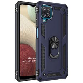 Microsonic Samsung Galaxy A12 Military Ring Holder Lacivert Kılıf