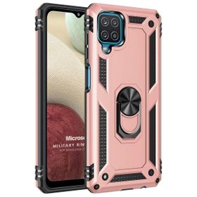 Microsonic Samsung Galaxy A12 Military Ring Holder Rose Gold Kılıf