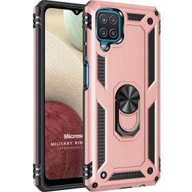 Microsonic Samsung Galaxy A12 Military Ring Holder Rose Gold Kılıf