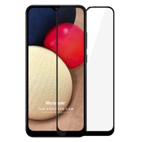 Microsonic Samsung Galaxy A12 Tam Kaplayan Temperli Siyah Cam Ekran Koruyucu