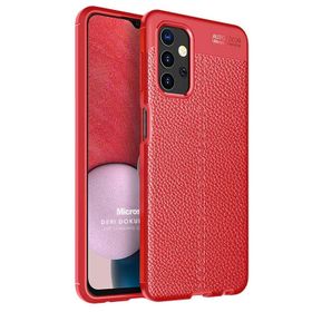 Microsonic Samsung Galaxy A13 4G Deri Dokulu Silikon Kırmızı Kılıf