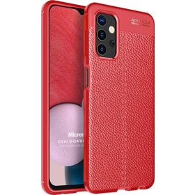 Microsonic Samsung Galaxy A13 4G Deri Dokulu Silikon Kırmızı Kılıf