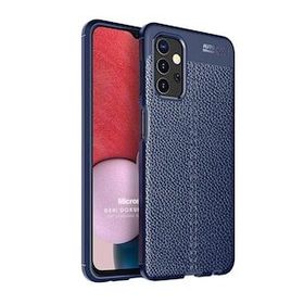 Microsonic Samsung Galaxy A13 4G Deri Dokulu Silikon Lacivert Kılıf