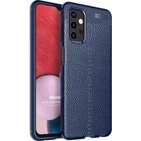 Microsonic Samsung Galaxy A13 4G Deri Dokulu Silikon Lacivert Kılıf