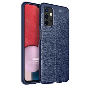 Microsonic Samsung Galaxy A13 4G Deri Dokulu Silikon Lacivert Kılıf