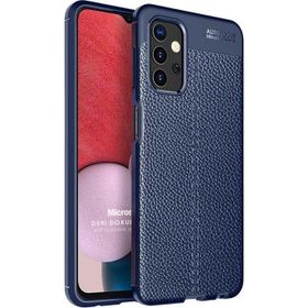 Microsonic Samsung Galaxy A13 4G Deri Dokulu Silikon Lacivert Kılıf