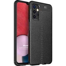 Microsonic Samsung Galaxy A13 4G Deri Dokulu Silikon Siyah Kılıf