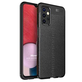 Microsonic Samsung Galaxy A13 4G Deri Dokulu Silikon Siyah Kılıf