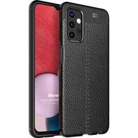 Microsonic Samsung Galaxy A13 4G Deri Dokulu Silikon Siyah Kılıf