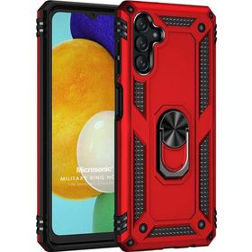 Microsonic Samsung Galaxy A13 Military Ring Holder Kırmızı Kılıf
