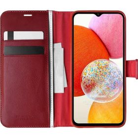 Microsonic Samsung Galaxy A14 Delux Leather Wallet Kırmızı Kılıf