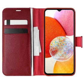 Microsonic Samsung Galaxy A14 Delux Leather Wallet Kırmızı Kılıf