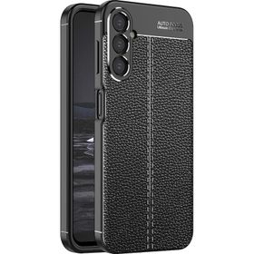 Microsonic Samsung Galaxy A14 Deri Dokulu Silikon Siyah Kılıf