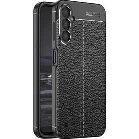 Microsonic Samsung Galaxy A14 Deri Dokulu Silikon Siyah Kılıf