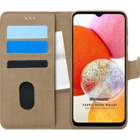 Microsonic Samsung Galaxy A14 Fabric Book Wallet Gold Kılıf