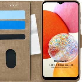 Microsonic Samsung Galaxy A14 Fabric Book Wallet Gold Kılıf