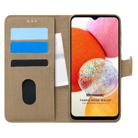 Microsonic Samsung Galaxy A14 Fabric Book Wallet Gold Kılıf