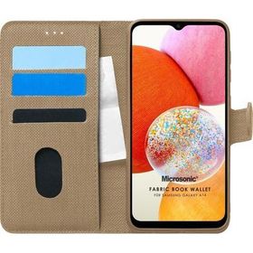 Microsonic Samsung Galaxy A14 Fabric Book Wallet Gold Kılıf