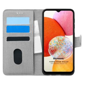 Microsonic Samsung Galaxy A14 Fabric Book Wallet Gri Kılıf