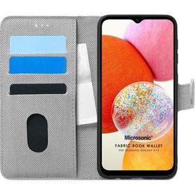 Microsonic Samsung Galaxy A14 Fabric Book Wallet Gri Kılıf