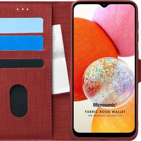Microsonic Samsung Galaxy A14 Fabric Book Wallet Kırmızı Kılıf