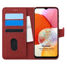 Microsonic Samsung Galaxy A14 Fabric Book Wallet Kırmızı Kılıf