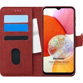 Microsonic Samsung Galaxy A14 Fabric Book Wallet Kırmızı Kılıf