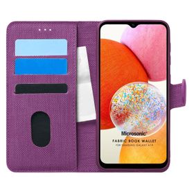 Microsonic Samsung Galaxy A14 Fabric Book Wallet Mor Kılıf