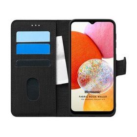 Microsonic Samsung Galaxy A14 Fabric Book Wallet Siyah Kılıf