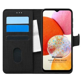 Microsonic Samsung Galaxy A14 Fabric Book Wallet Siyah Kılıf