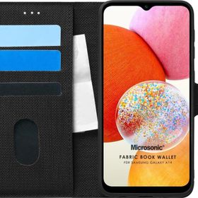 Microsonic Samsung Galaxy A14 Fabric Book Wallet Siyah Kılıf