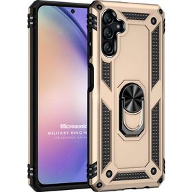 Microsonic Samsung Galaxy A14 Military Ring Holder Gold Kılıf