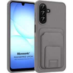 Microsonic Samsung Galaxy A17 Pocketpro Litchi Gri Kılıf