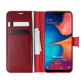Microsonic Samsung Galaxy A20 Delux Leather Wallet Kırmızı Kılıf