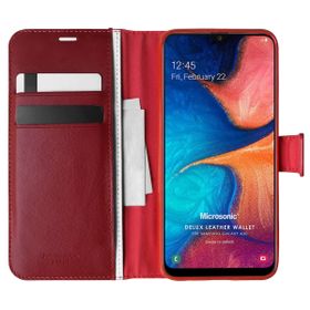 Microsonic Samsung Galaxy A20 Delux Leather Wallet Kırmızı Kılıf