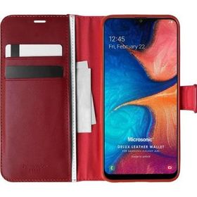 Microsonic Samsung Galaxy A20 Delux Leather Wallet Kırmızı Kılıf