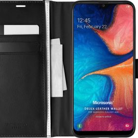 Microsonic Samsung Galaxy A20 Delux Leather Wallet Siyah Kılıf