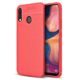 Microsonic Samsung Galaxy A20 Deri Dokulu Kırmızı Silikon Kılıf