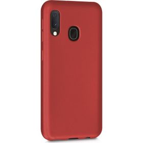Microsonic Samsung Galaxy A20 Deri Dokulu Kırmızı Silikon Kılıf