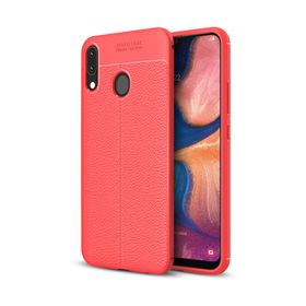 Microsonic Samsung Galaxy A20 Deri Dokulu Kırmızı Silikon Kılıf